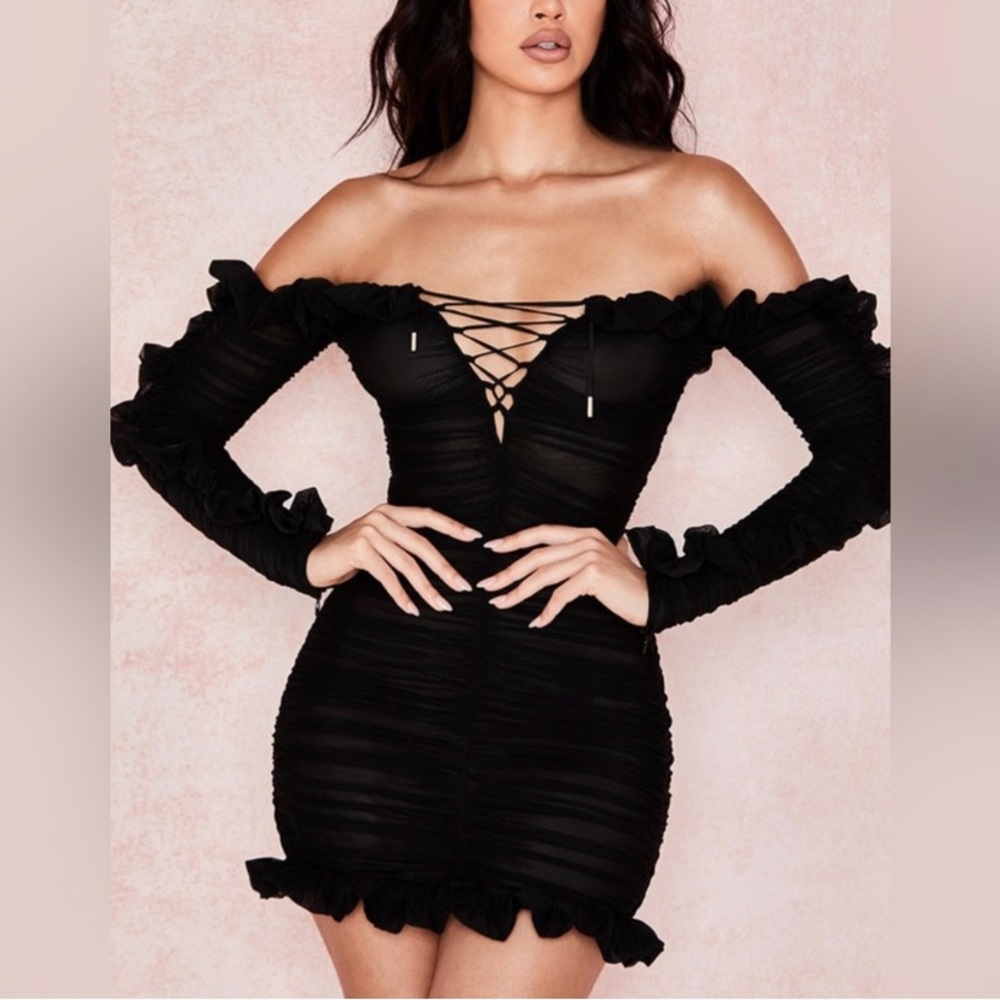 House of CB Tatyana black mess dress. Excellent condition